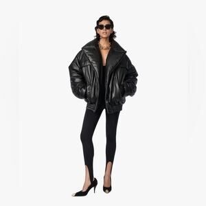Ronny Kobo Black Vegan Leather Oversized Coat Jacket Small